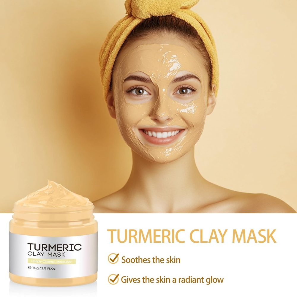 NIB! Turmeric Clay Face Mask, Dead Sea Mud Mask, Green Tea Face Mask - Picture 6 of 11
